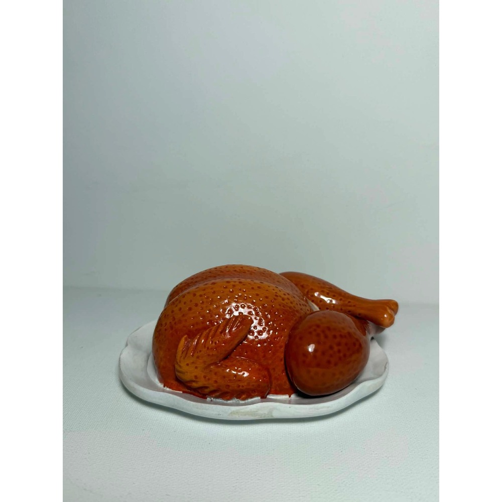 Ceramic Turkey Salt Pepper Shakers, Roast Chicken Figurine, Thanksgiving Table